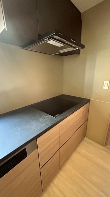 横浜市中区山手のマンションリノベ、オーダーキッチン、モダン、ミーレIH