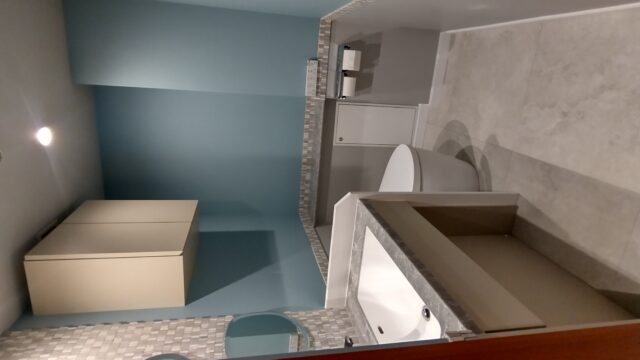 港区白金台のマンションリノベーション、造作家具、造作収納、造作洗面台、造作手洗