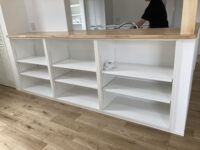 新築戸建てシステムキッチン扉交換、框扉、キッチンリフォーム、横浜造作キッチン、カウンター下収納
